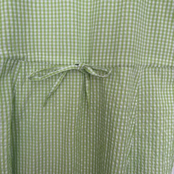 Monki Green And White Gingham Plaid Seersucker Midi Dress Size‎ XS - Image 5