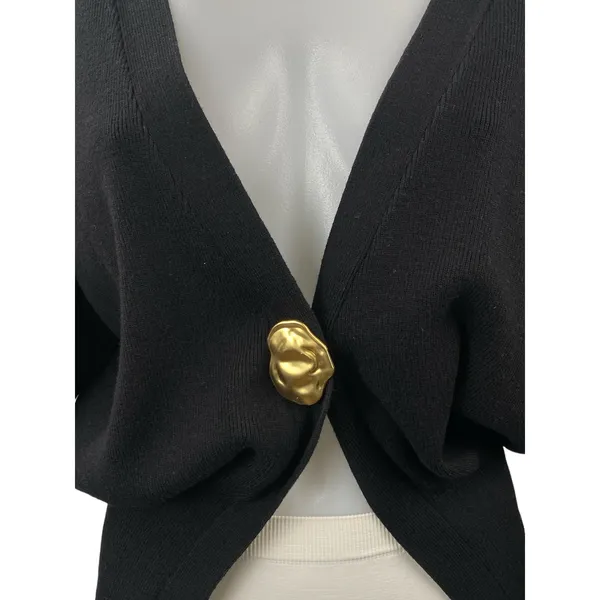 Commense Women's Black Gold Button Knit Long Sleeve Cardigan Sweater Top Size XS - Image 2