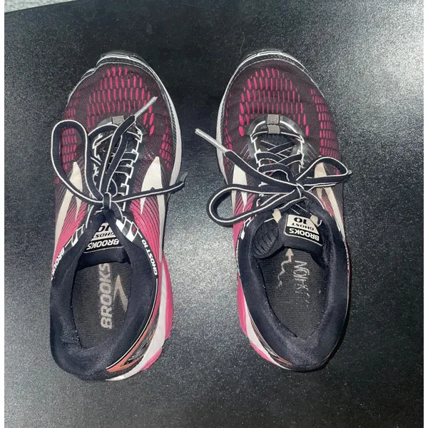 Womens Brooks‎ Ghost 10 Cloud Cushion Athletic Running Shoes Size 7.5 Black Pink - Image 7
