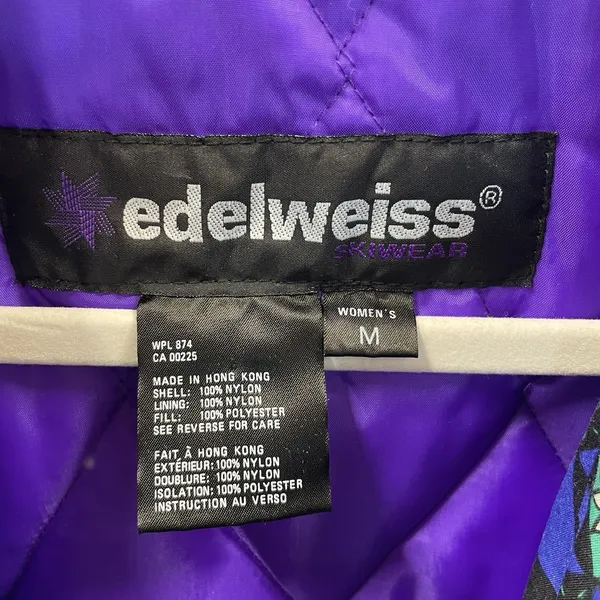 Vintage 90's Edelweiss Womens L‎ Ski Vest Green Nordic Embroidery Quilted Lining - Image 9