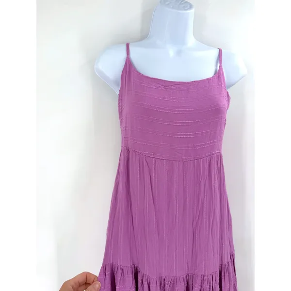 Haute Hippie Style Maxi Dress Womens S Purple Tiered Boho Cottagecore Bow Back‎ - Image 4