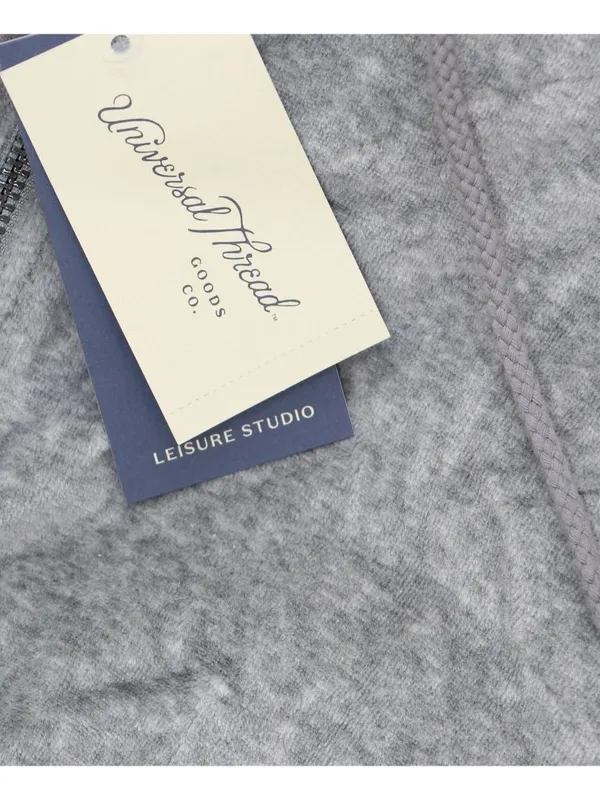 NWT Universal Thread Leisure Studio Velour Hoodie Sweatshirt 92090310 Gray XL - Image 8