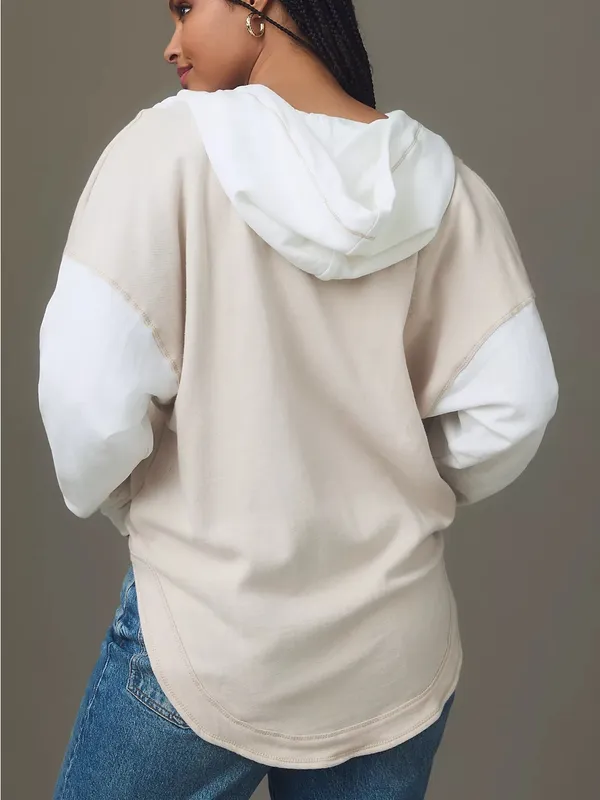 Pilcro Women’s Wharfside Hooded Sweatshirt V-Neck Pulloveriin Colorblock XL - Image 2
