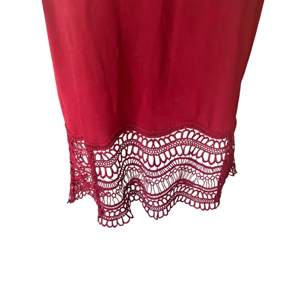 Entro Burgundy Sleeveless Blouse Crochet Trim Size S - Image 4