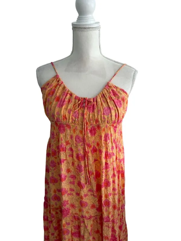 BEACHGOLD Orange Floral Maxi Dress Size Medium - Image 7