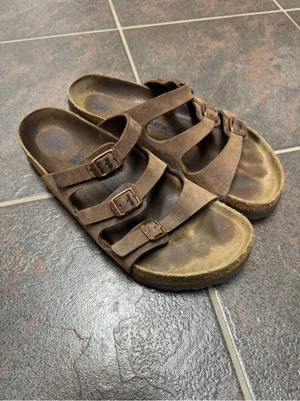 Birkenstock Florida Leather Footbed Buckle Sandals Comfort Dark Brown EU 40 US 9 - Image 14