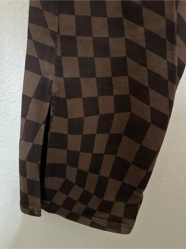 Divided Brown Checkerboard High-Waist Pants - Image 3