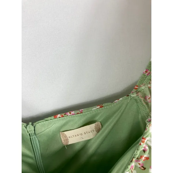 Altar'd State Floral Print Off Shoulder Dress Green Size Large - Image 5