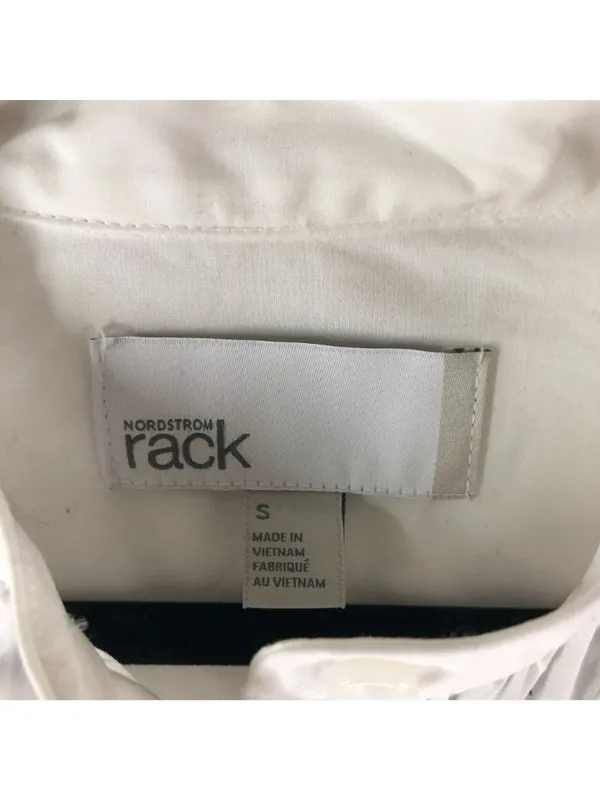 Nordstrom Rack Shirt Dress Cotton Pockets Button Front Belted White S - Image 3