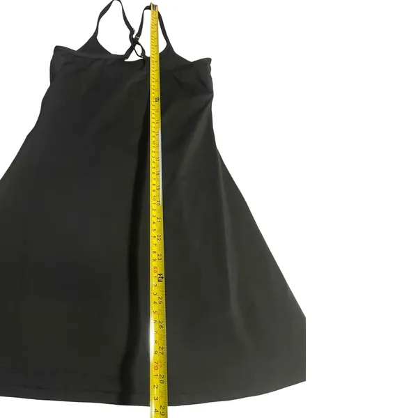 Black Athletic Exercise Dress with Built-in Romper Liner and Pockets Sleeveless‎ - Image 13