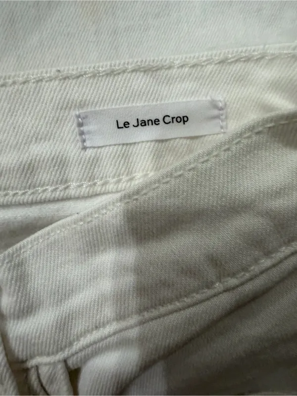 Frame Denim Le Jane Crop White Wide-Leg High-Rise Jeans - Image 4