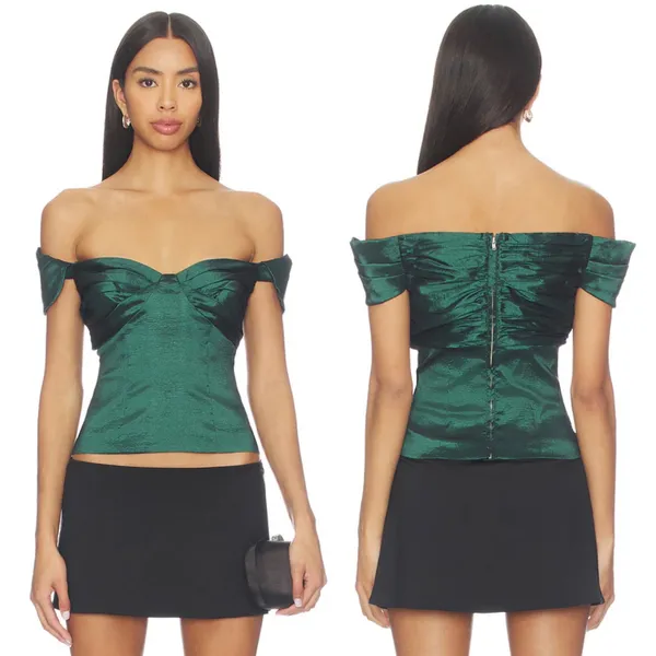 REVOLVE Lovers + Friends Colette Top in Emerald Green Size Large - Image 2