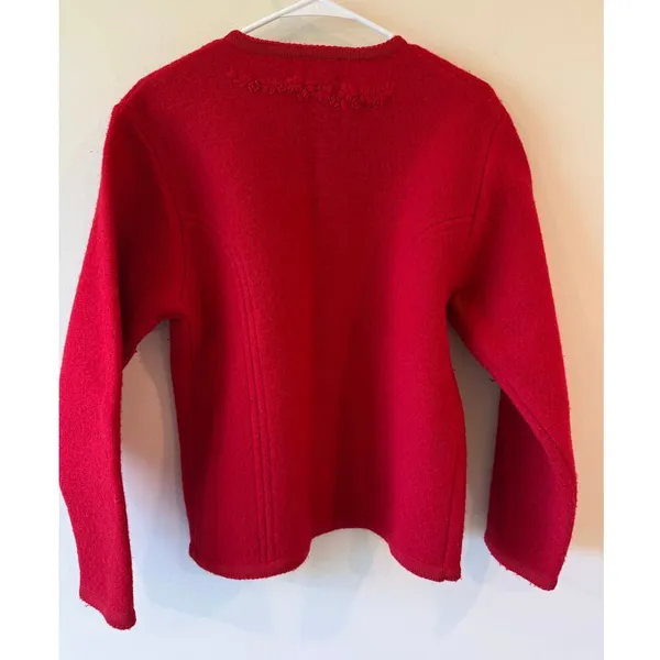 Pendleton Long Sleeve Embroidered Wool Cardigan Sweater Red Women's Size Small - Image 2