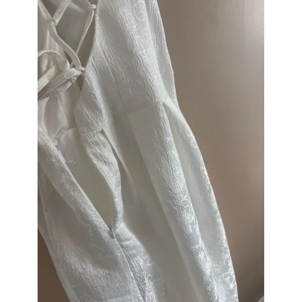 Lulus Arabella White Jacquard Basque Waist Maxi Dress Size Large Bridal Wedding - Image 9