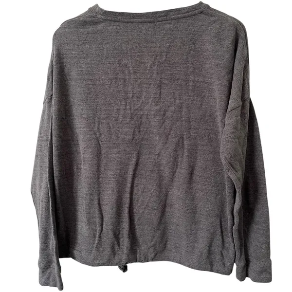 Three Dots Women’s Gray Crew Neck Pullover Sweater‎ Tie Bottom Size Medium - Image 2