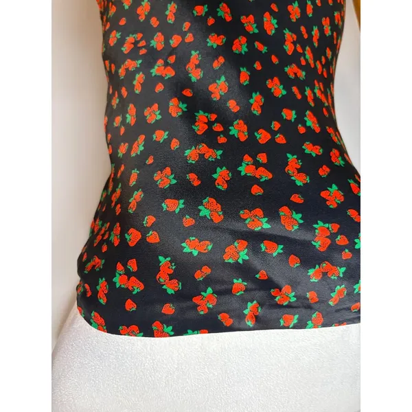 Anthropologie‎ Tilda Strawberry Print Satin Strapless Maxi Slip Dress NEW - Image 3