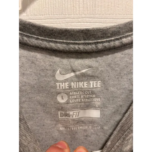 Nike Womens Athletic Cut Dri-FIT T-Shirt Heather Gray Short Sleeve Large L‎ - Image 4