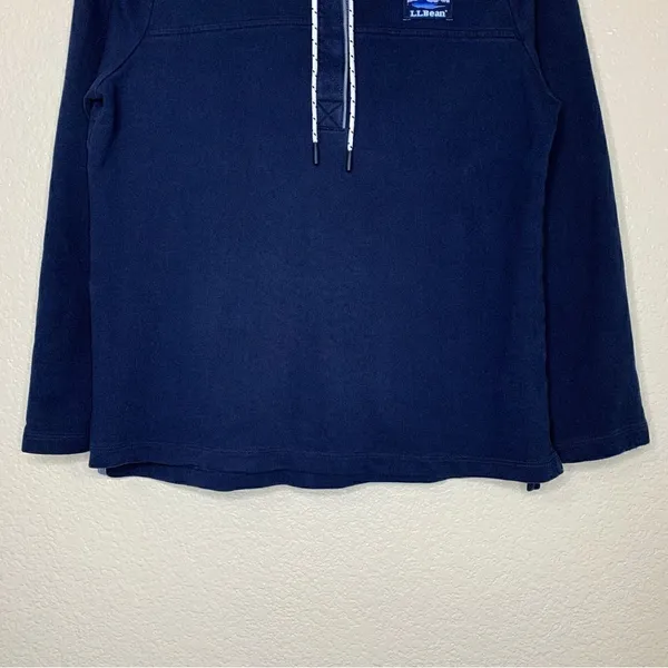 L.L Bean Women’s Outdoors Blue Pullover Hooded Sweatshirt, Sz Small - Image 5