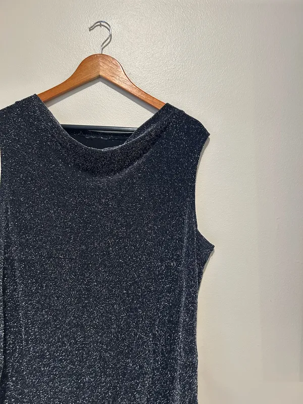 Vintage black sparkly shirt Size L - Image 2