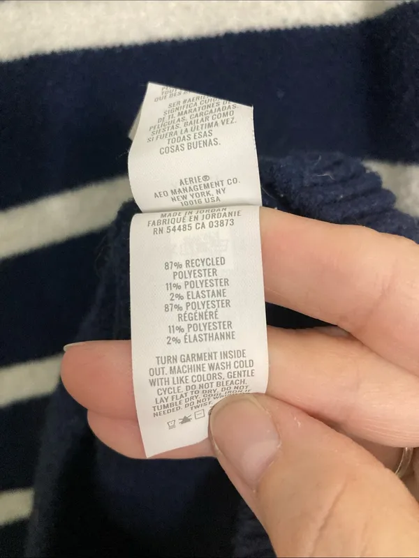 aerie Navy & White Striped V‑Neck Polo Sweater - Image 7
