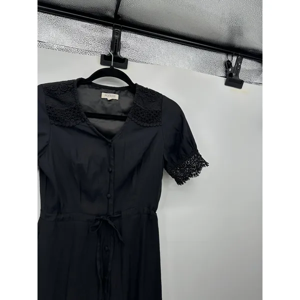 Roolee Womens Black‎ Maxi Button Front Dress Size XS Lace Goth Grunge Witchy - Image 4