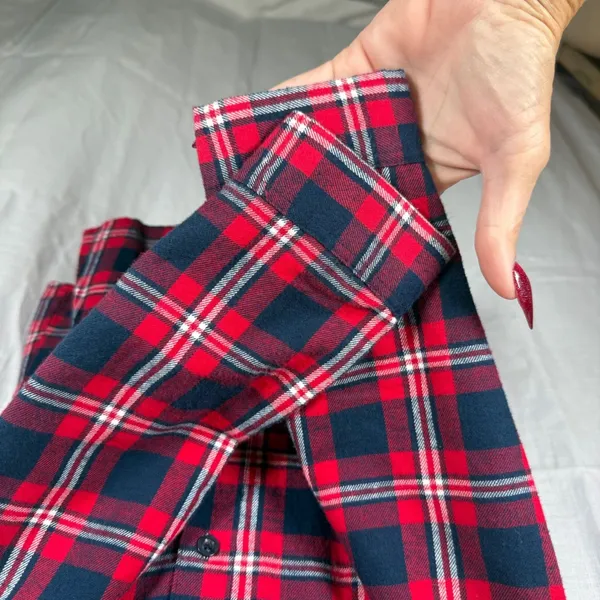 NFL Team Apparel New England Patriots Plaid Flannel Shirt Women M Gameday Fan - Image 6