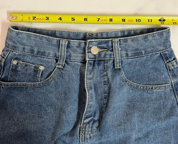Blue Denim Mini Skirt High Waisted Y2K Skirt Size Small - Image 6