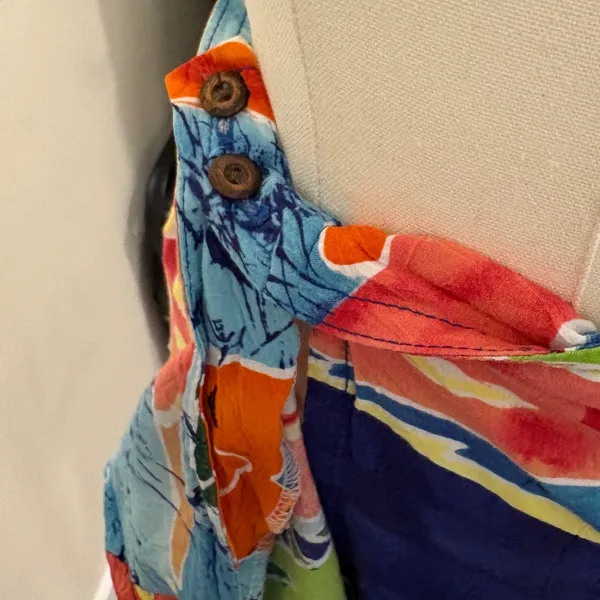 VTG Jams World Rainbow Fish Batik Print Wrap Midi Skirt Cover Up Small Tropical - Image 8