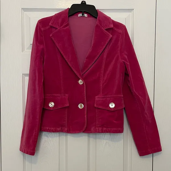 Allen Allen Fuschia Pink Velvet Blazer - Image 3