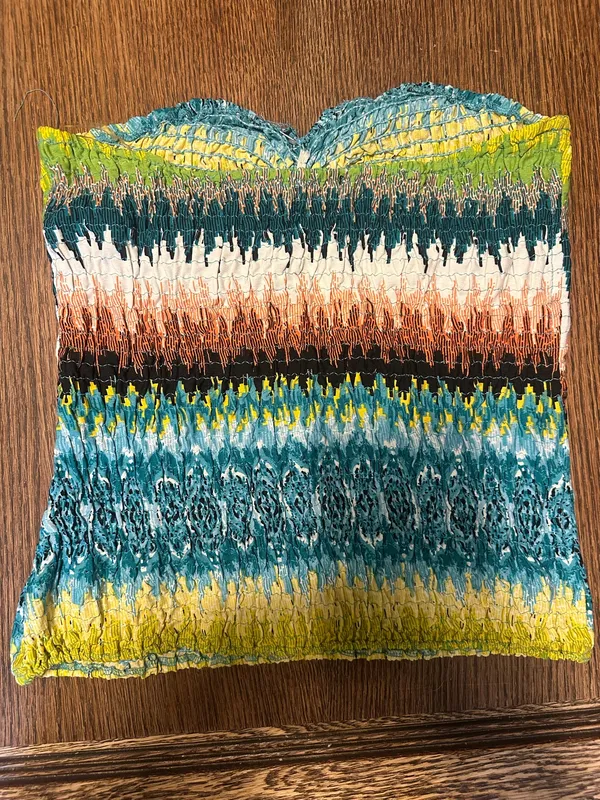 Wet Seal Y2K Teal Striped Tube Top - Image 2