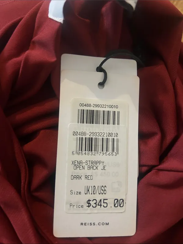 REISS Xena Halterneck Draped Maxi Dress Size UK 10/US 6 $345 Burgundy - Image 3