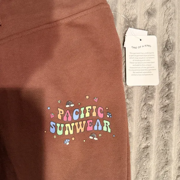 PacSun Womens Flare Sweatpants Brown Pacific Sunwear Graphic Small NWT - Image 3