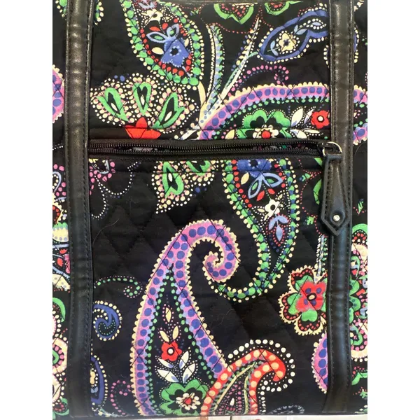 Vera Bradley Kiev Quilted Cotton Paisley Tote Bag Black Multicolor Shoulder Bag - Image 5
