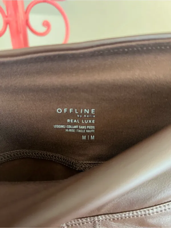 Aerie Offline Real Lux High Rise Faux Leather Leggings in Dark Brown - Image 4