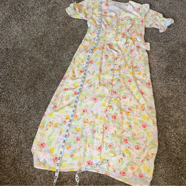 Simple Retro Womens Kora Floral Maxi Dress With Faux Pearl Buttons Sz Small - Image 2
