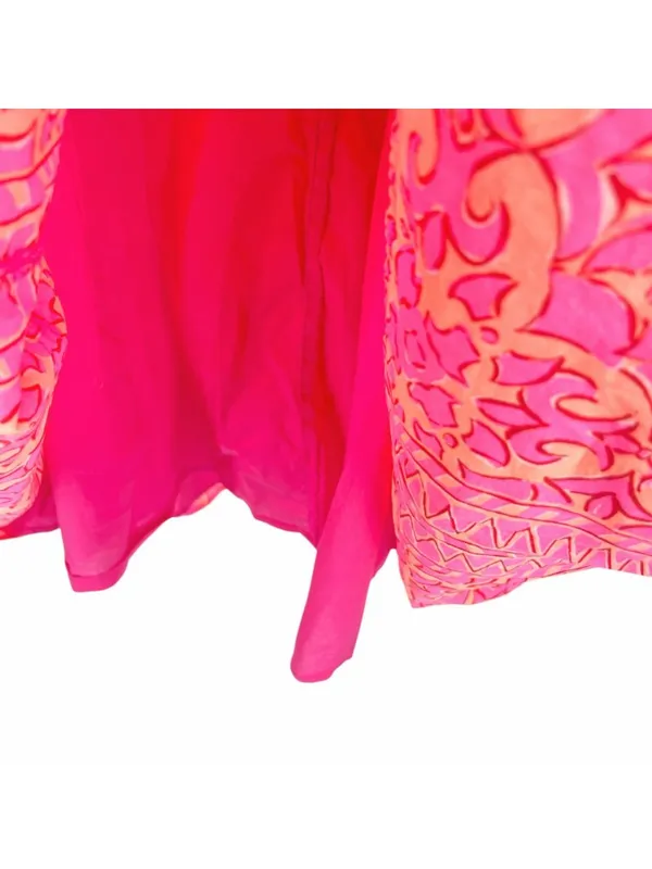 Vineyard Vines Neon Tortola Smocked Midi Dress Vibrant Pink Orange Size Medium - Image 14