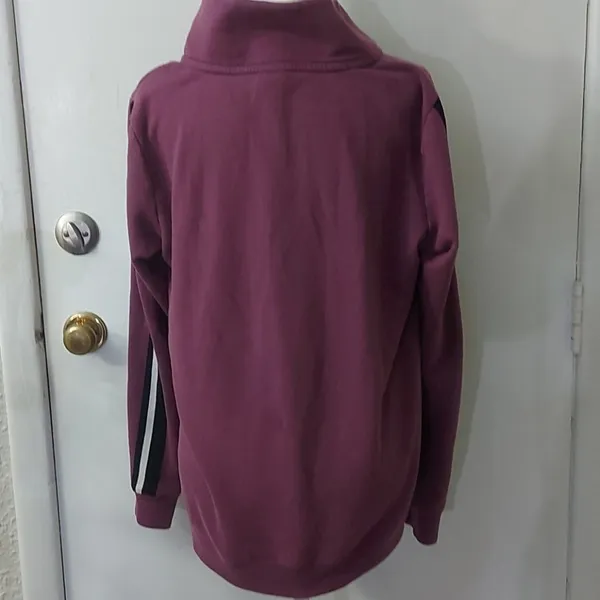 PINK Victoria's Secret Funnel Purple Logo Racer Stripe Zip Jacket. L Casual Preppy - Image 4