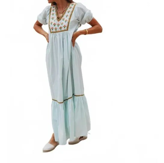 Ex Voto Embroidered Maxi Dress SMALL Hayes in Whispering Blue NEW NWT - Image 10