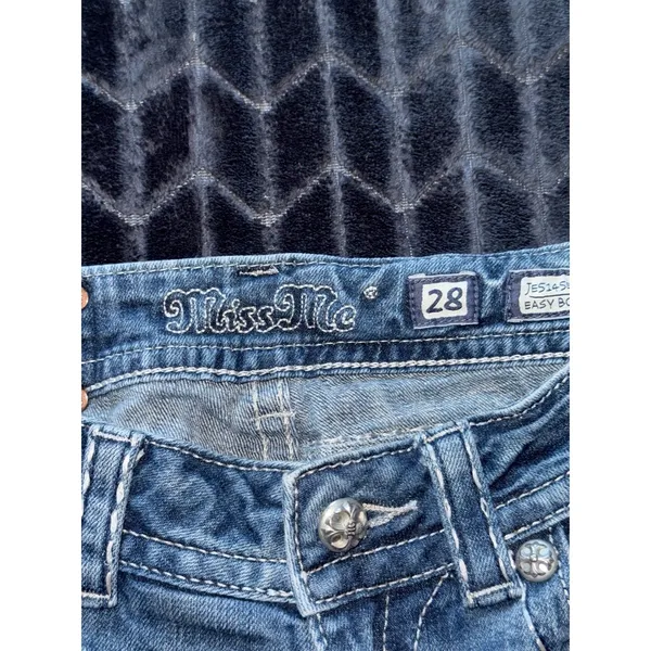 Miss Me Women's‎ Boot Embellish Blue Denim Low Rise Medium Wash Size 28 - Image 3