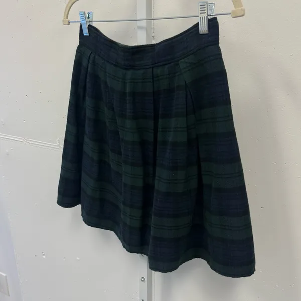 Hysteric Glamour Dark Academia Plaid Circle Pleated Mini Skirt Teal Navy‎ Medium - Image 3