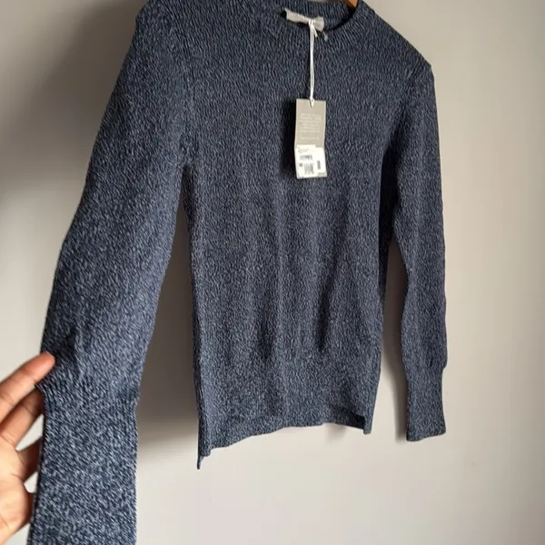 NEW Everlane Soft Cotton Crew Sweater Blue Size XS - Image 9
