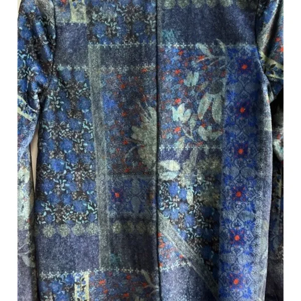 Natural Life Fleece One Piece Lounge Comfort Pajamas Blue Patchwork SO SOFT S/M - Image 7