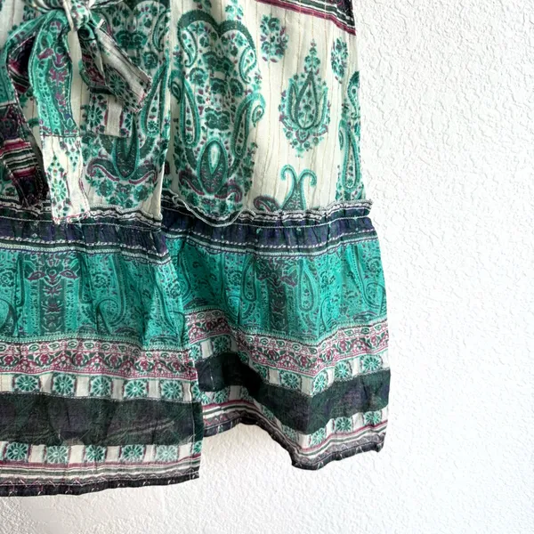 NEW Anthro Raga Womens Dress Teal Caravan Short Wrap Short Sleeve Size Small - Image 9