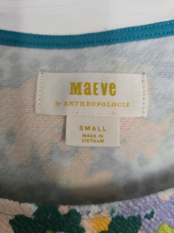 Anthropologie Maeve Floral Top in Teal, Green, Yellow Small - Image 3