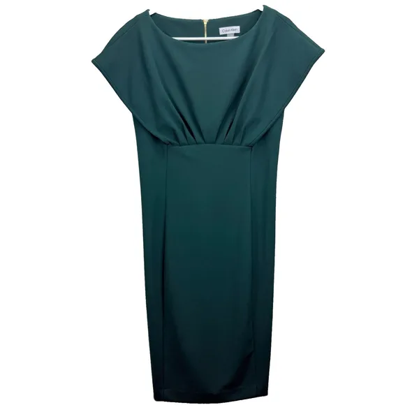 Calvin Klein Green Short Sleeve Stretch Crepe Sheath Dress Office Wedding 6 - Image 7