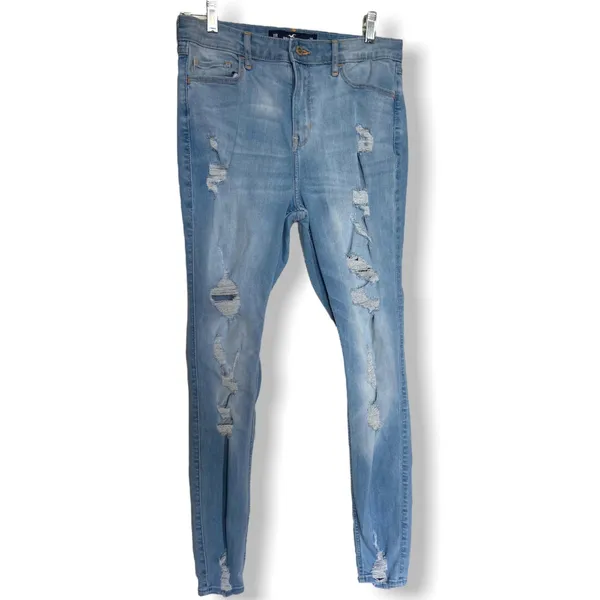 Hollister‎ Curvy High Rise Super Skinny Jeans W30 L30 Light Wash Ripped Distress - Image 2
