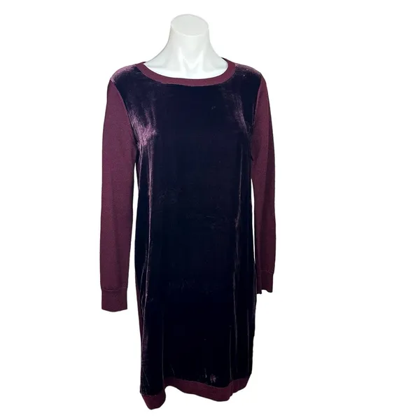 Hobbs London Benita Red Velvet Velour Silk Long Sleeve Sweater Dress Size 6 - Image 2
