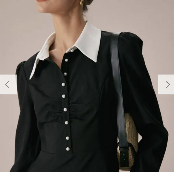 RIHOAS The Black Lapel Colorblock Ruched Mini Dress 22 - Image 6