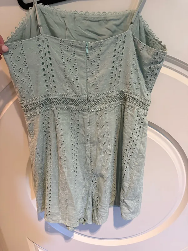 Mint green eyelet romper - Image 2