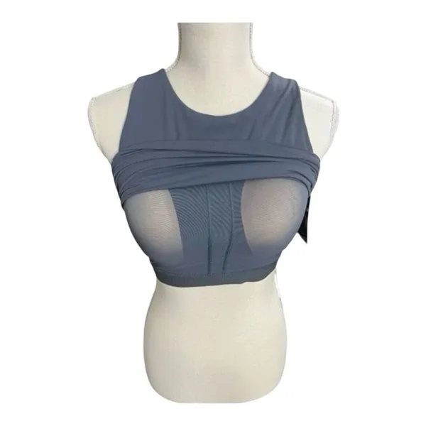Avia Grey Crop Sports Bra Size M(D-DD) Low Support High-Neck Plush Chestband - Image 3